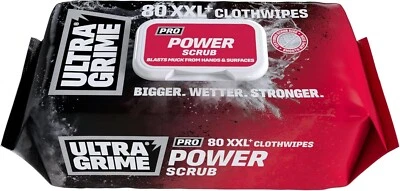 UltraGrime Pro Power Scrub Industrial Strength Wet Wipes XXL+ in Packs of 80