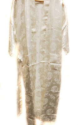 Off White Robe Kimono bath robe 50'' long Silk Like  Brand New handmade  Size M/L