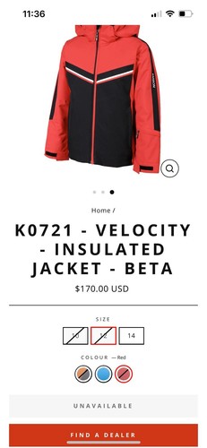 Karbon Velocity Youth Insulated Ski Jacket 12 Red/Black Waterproof $170 Worn 1X - Picture 16 of 16