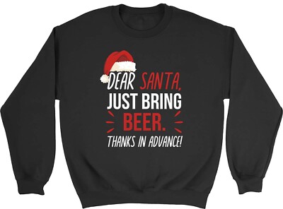 Dear Santa Please Bring Beer Xmas Secret Santa Herren Damen Sweatshirt Pullover Geschenk