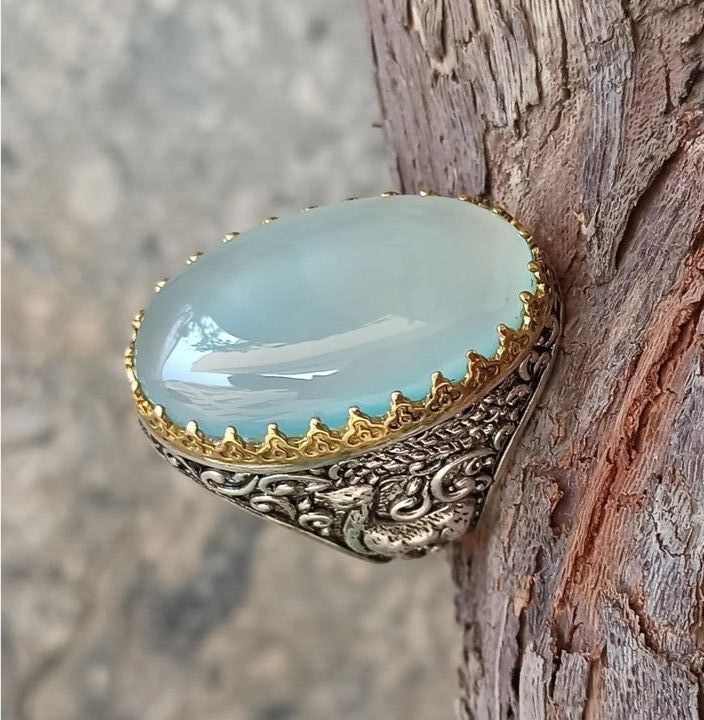 Natural Ring Mens Durenajaf Stone Ring Moonstone Ring 925 Sterling