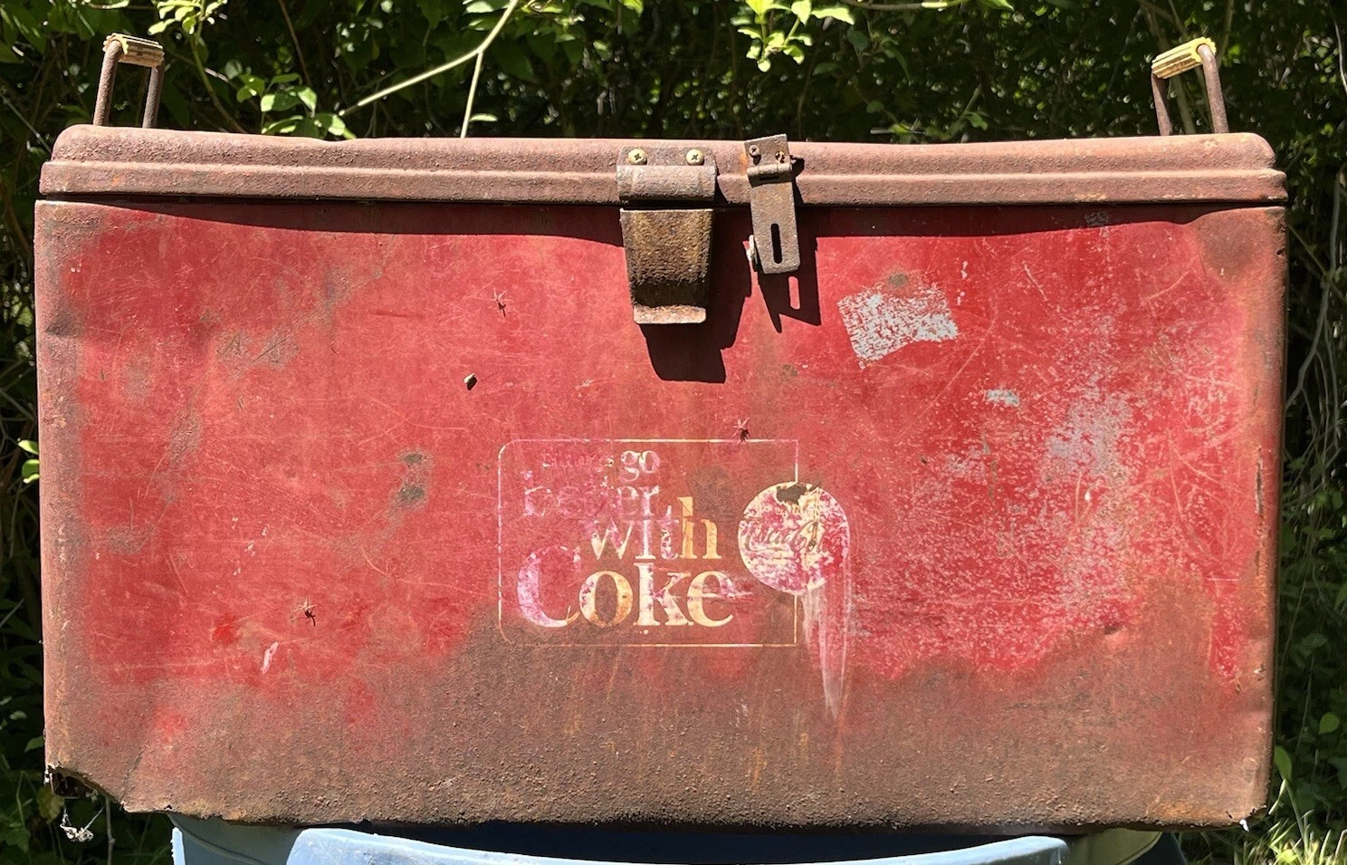 vtg 1960s Coca-Cola THINGS GO BETTER WITH COKE Ice Chest Cooler Progress ROUGH
