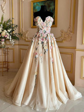 Champagne Boho Sweetheart Sleeveless A-Line Wedding Dresses Lace Bridal Gowns