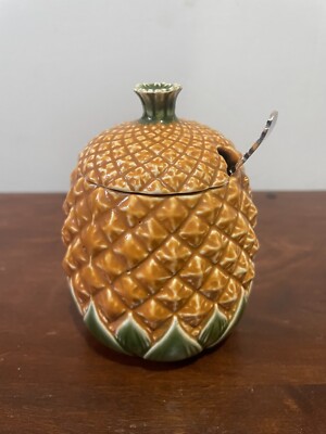 Royal Doulton Einkochtopf: 'Ananasform': mit antiker Punze Silberlöffel