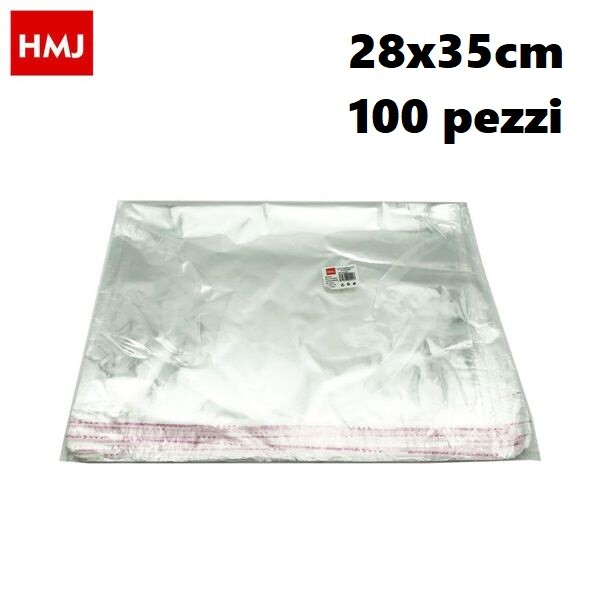 x 100 Sacchetti Trasparenti Plastica Buste Cellophane Autoadesiva 28x35cm hmj