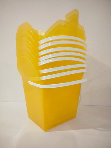 Yellow Plastic Noodle Boxes with Handle x 8 Loot Treat Birthday Party Favour Box - Picture 5 of 6
