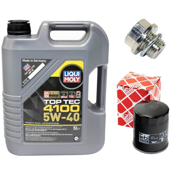 MotoröL Set 5W-40 5 Liter + ÖLfilter + ÖLablassschraube FüR Mitsubishi Peugeot-image