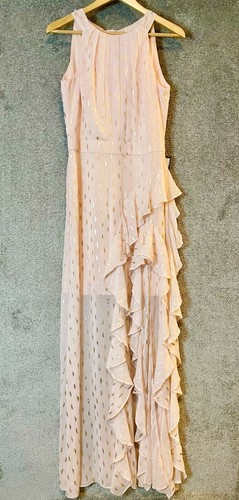 Chiffon Foil-Dot Gown Dress Blush Pink 