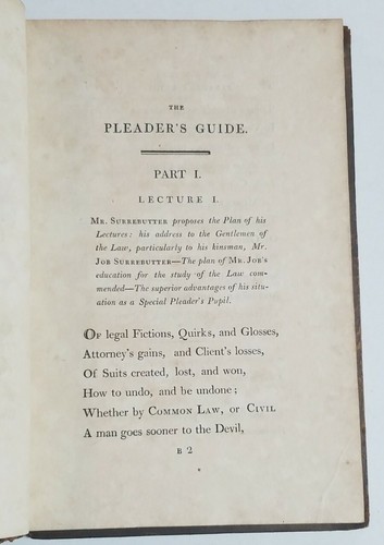 1804 PLEADER'S GUIDE A DIDACTIC POEM British Legal Satire CA Justice John Shenk - Bild 5 von 12
