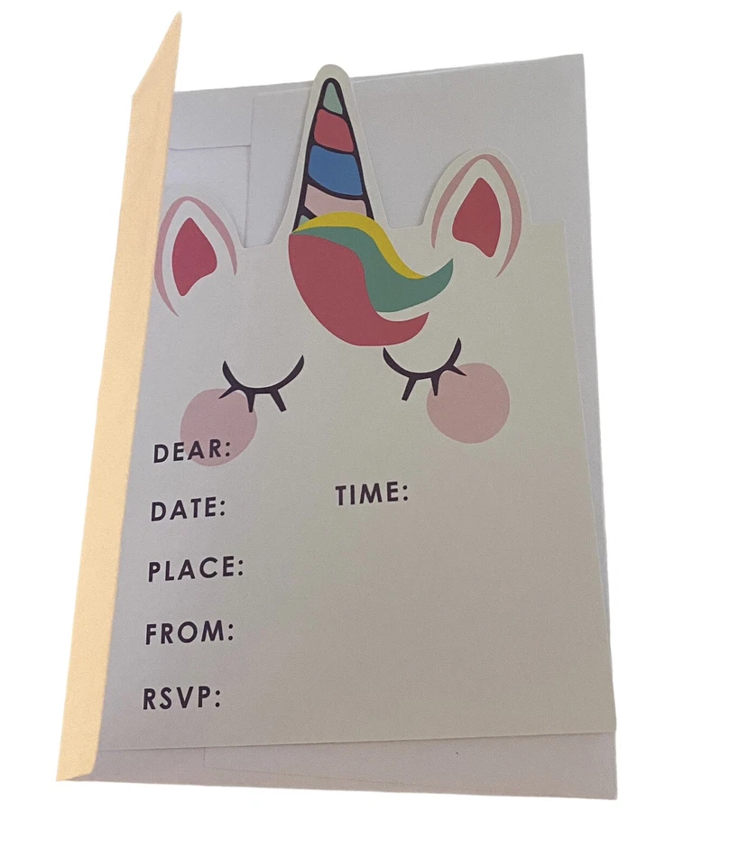 Invitaciones y Sobres Fiesta Unicornio 2 Packs de 8 Invitaciones 16 Total Foto 2 de 4