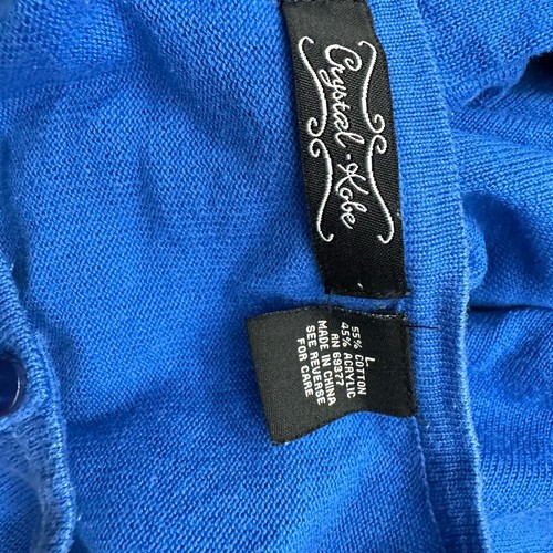 Crystal Kobe Womens Ugly Christmas Sweater Cardigan Size L Blue Embroidered - Picture 4 of 5