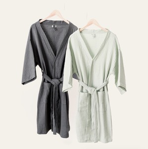 Download BATHEN Waffle Bath Robe CHARCOAL Gray Cotton MSRP $90 ...