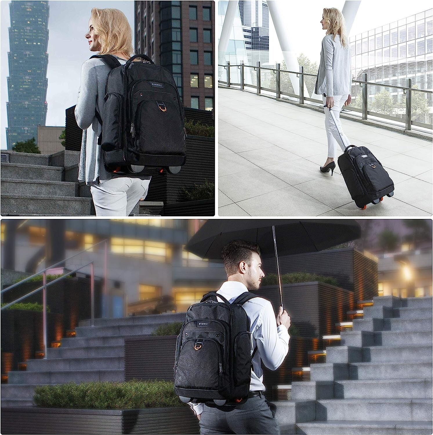 Everki 17.3" Atlas Premium Professional Wheeled Travel Laptop Backpack Black NEW