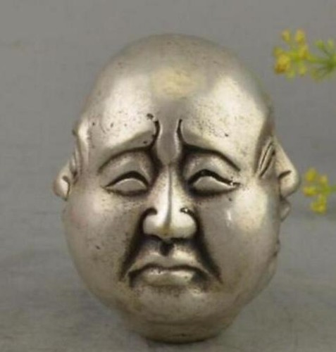 Decoration China Tibet 4 Emotions Four Faces of Buddha Head Statue Handicraft - Picture 4 of 5