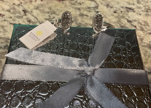 KENDRA SCOTT Elton Platinum Silver-Plated Drusy Oval Cuff Bracelet MSRP $80 NIB - Picture 4 of 5