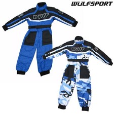Wulfsport Cub Race Suit Plain Blue Motocross Trials Dirt Bike Kids Go Kart Suits