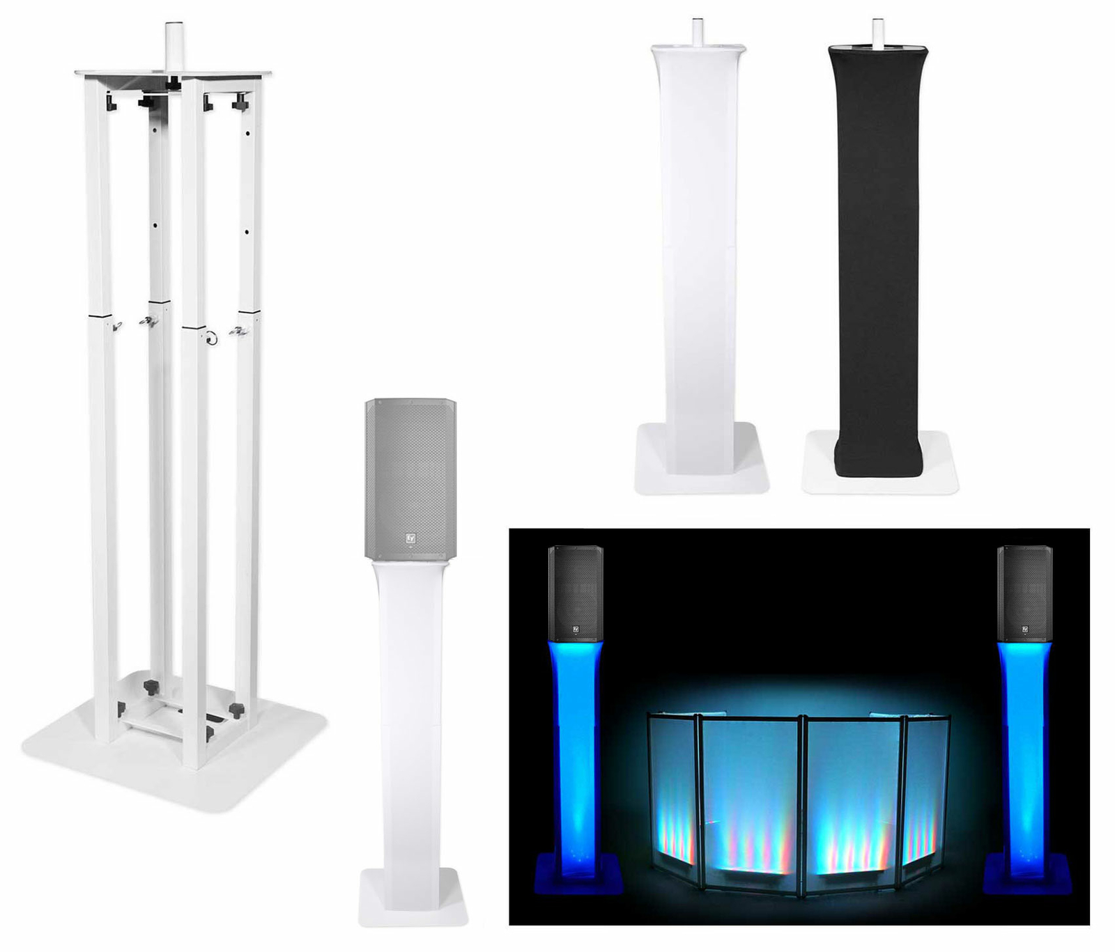 (1) Регулируемая подставка для динамиков Rockville White Totem для EV Electro-Voice ETX-12P