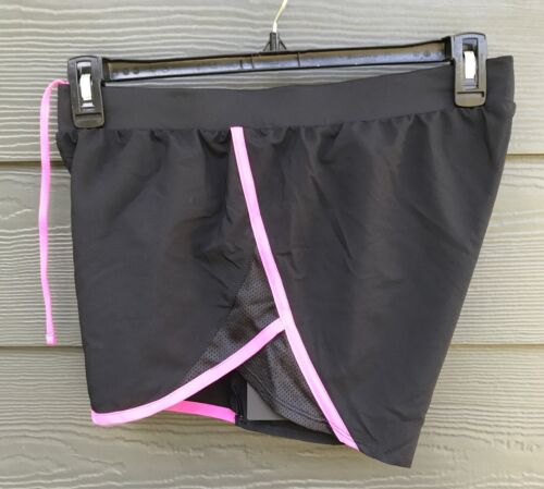 Under Armour Wide Waist Running Shorts Womens M Medium Black Mesh Heatgear NWT
