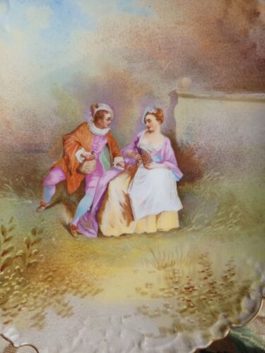 ANTIQUE LRL LIMOGES HAND PAINTED COURTING COUPLE PORCELAIN PLATE - Picture 2 of 8