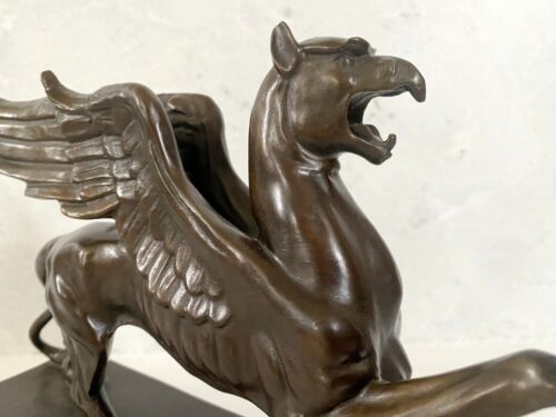 Handgefertigt Bronze Greif von Branitz -Fabelwesen Bronze Figur auf Marmorplatte - Bild 11 von 12