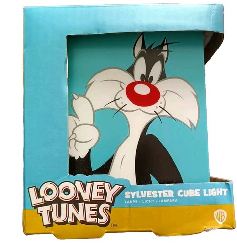Looney Tunes Sylvester Cat Night Light Push Cube Square Lamp Light Blue New