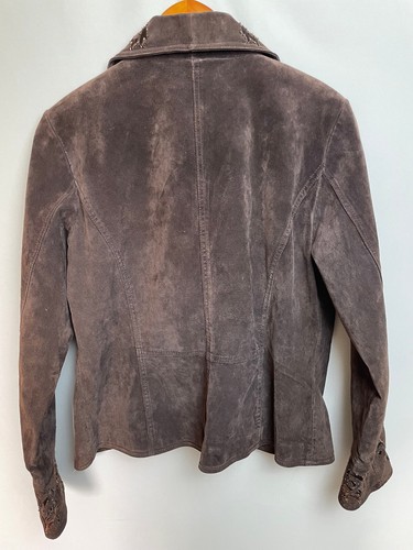 Coldwater Creek Leder Wildleder Jacke Gr. M braun bestickt Perlen Western - Bild 8 von 9