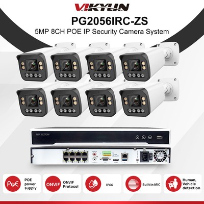 Hikvision 8CH 8PoE NVR CCTV 5MP Security Camera System Zoom Full-color Audio Lot