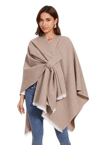 Shawl Wraps for Women, Elegant Knitted Cape Open Front Poncho Scarf Style15 - Bild 6 von 6
