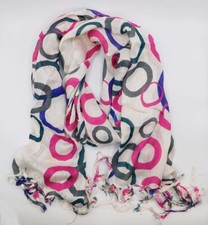 NEW "ACE" FASHION CIRCLE PRINT NATURAL SOFT SHAWL SCARF WRAP-PINK/NAVY/GREY