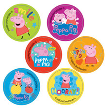 150 Peppa Pig Mini Stickers, Each 7/8" Round