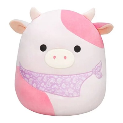 Squishmallow 14''  Vday Pastel Reshma Pink Cow  Bandana Farm Plush BNWT