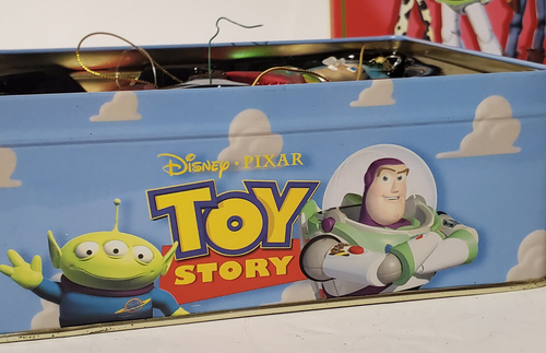 Disney Toy Story Woody Buzz Jessie Polonaise Glass Ornament Set In Tin RARE - Picture 7 of 7