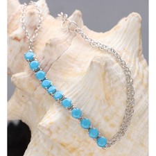 TURQUOISE BRACELET IN 750/1000 WHITE GOLD, 18 KT