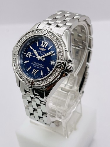 BREITLING Windrider Cockpit Blue Dial Diamond Ladies 32MM Quartz 6.5Watch A67365