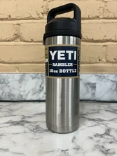YETI Rambler 18oz Water Bottle w/Chug Cap | STAINLESS STEEL SILVER | BRAND NEW