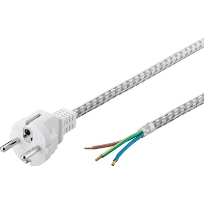 Stromkabel für Bügeleisen 3m Textilmantel Schutzkontakt-Stecker an offenes Ende