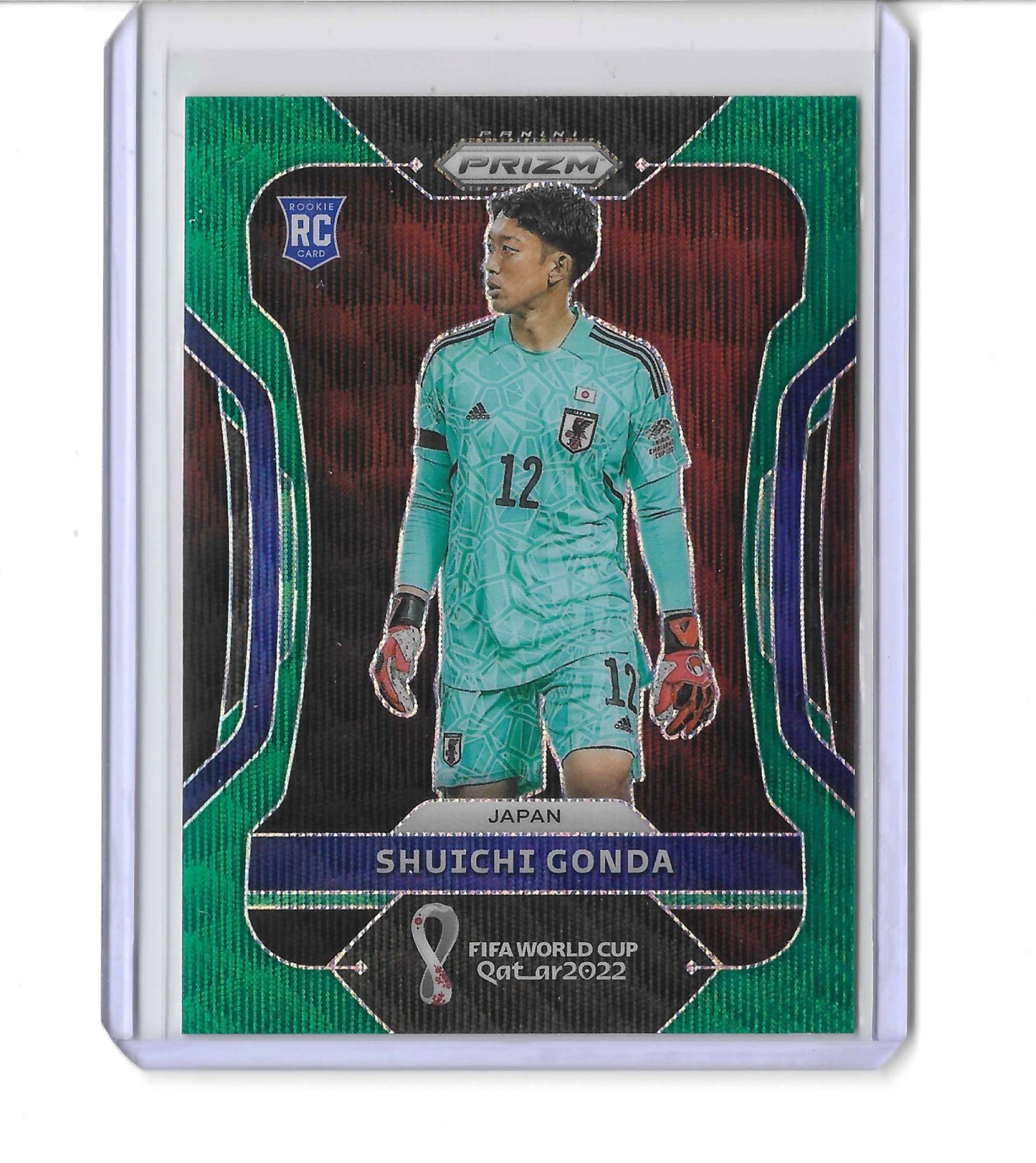 2022 Panini Prizm FIFA World Cup Shuichi Gonda Green Wave Rookie Card #131 Japan view 1