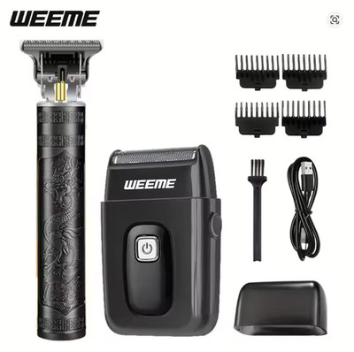 WEEME 2 in 1 T9 Hair Clipper Foil Shaver Set Professional T-Blade Trimmer Black