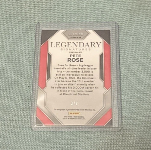 PETE ROSE 2024 Panini Prizm СИНИЙ МЕРЦАЮЩИЙ ПРИЗМ С АВТОГРАФОМ FOTL NO/8 красный - Изображение 2 из 2