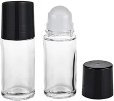 2 Pcs 30ML Clear Empty Glass Essential Oil Roll on Bottles Refillable Containers