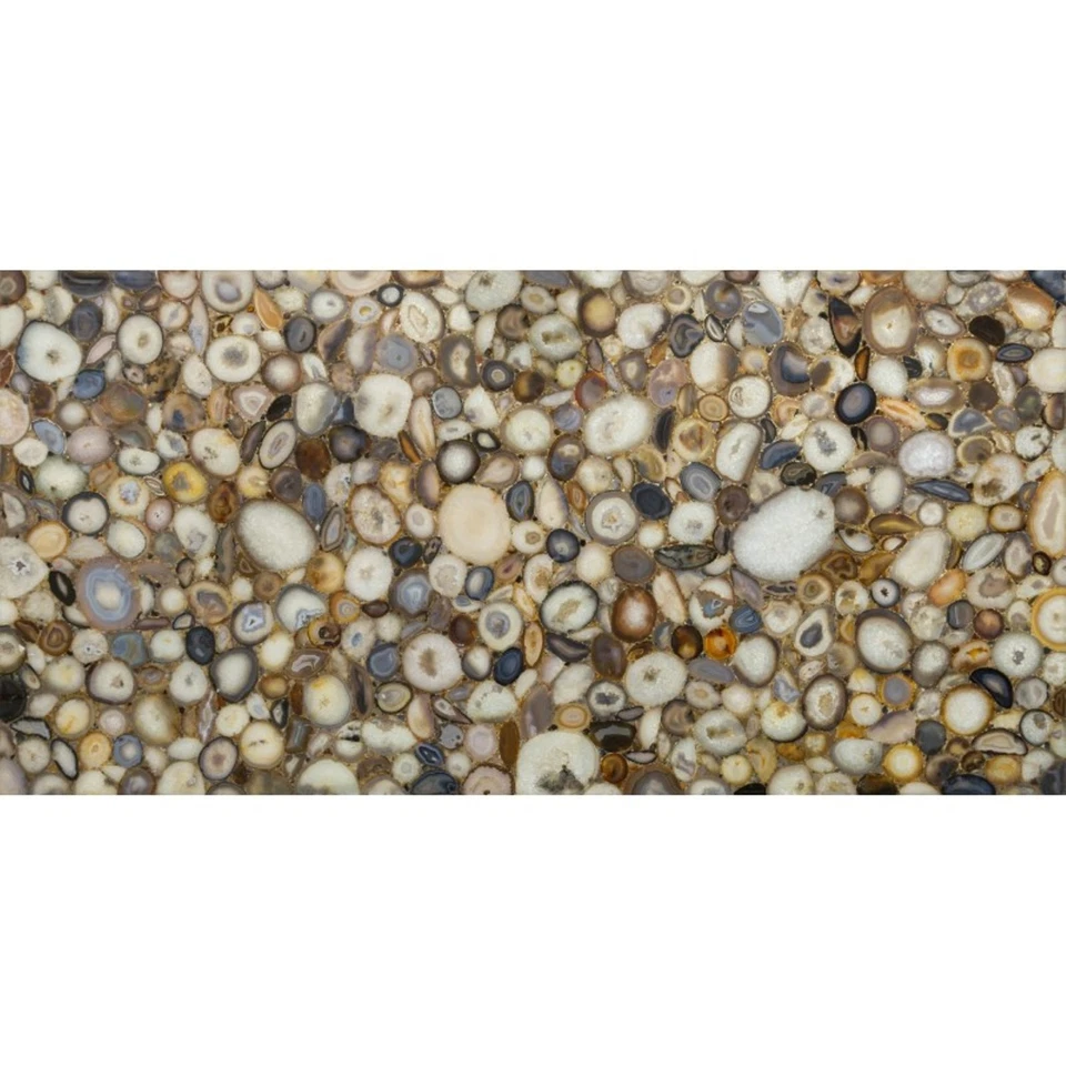 Yellow Agate Side Table Top | Epoxy Agate Coffee Table | Custom Stone Backsplash - Image 4 of 4