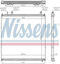 Nissens Radiator for Water Cooled Intercooler 606764 for eg. MAN TGS-SERIES (200