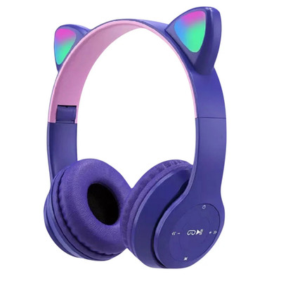 Cat Ear Bluetooth Headphones LED Light Wireless Over Ear Headset