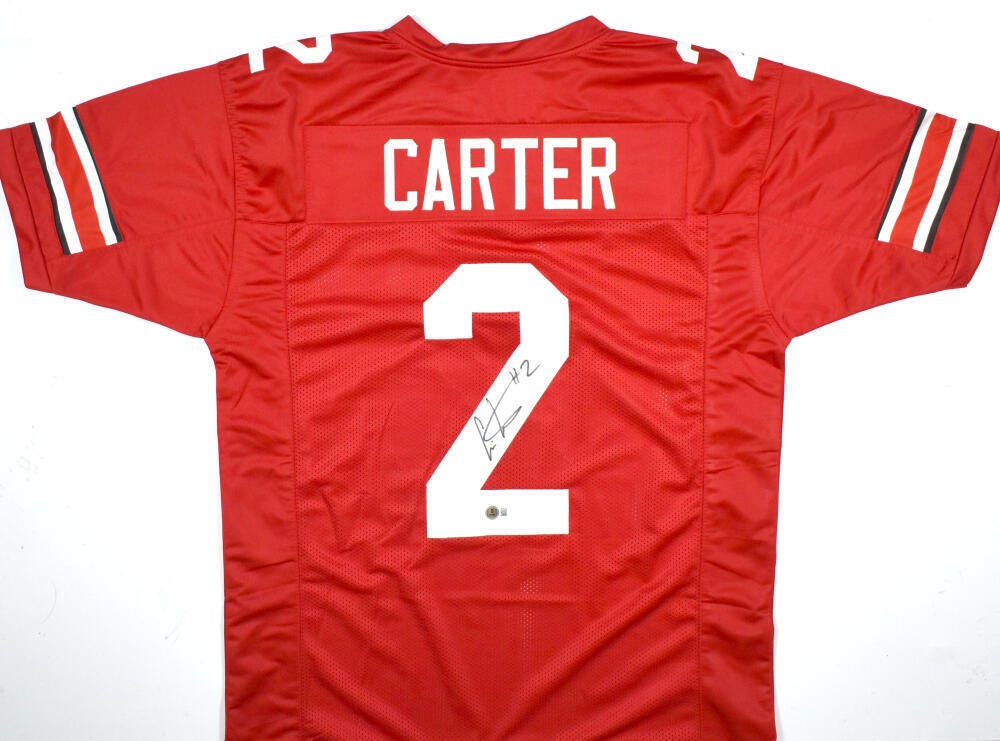 Cris Carter Autographed Signed Ohio State Red College Style Jersey - Beckett W Hologram *Black 