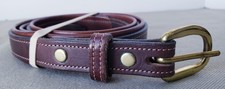 Tory English Bridle Brown Leather Belt Brass Women  s SZ 36