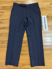 Ralph Lauren Purple Label Hand Tailored Twill Gregory Wool Trousers Navy Sz 36