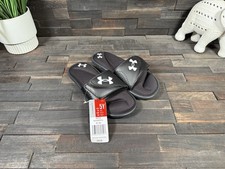 Under Armour Ignite VI Slides Beach Pool UA Black Boys Youth 3022728-001 Size 5Y