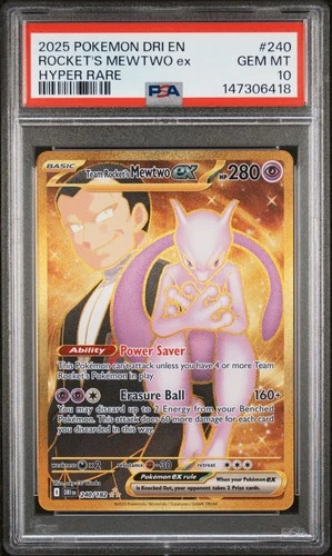 2025 POKEMON DRI EN-DESTINED RIVALS HYPER RARE TEAM ROCKET'S MEWTWO EX PSA 10