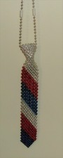 Beaded Necktie Necklace-Red Silver Blue-Halloween Costume Accessory-Novelty