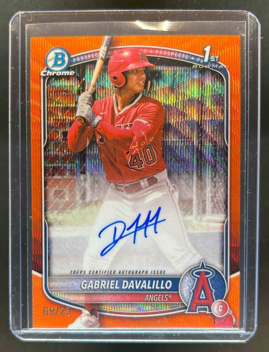 2025 Bowman Chrome Gabriel Davalillo Auto Orange Wave Refractor 1st #9/25